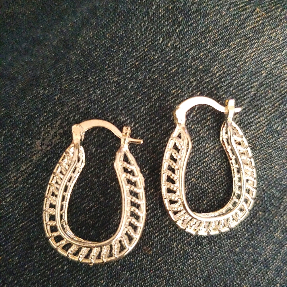 925 Sterling Silver Marked Large Hoop Earrings